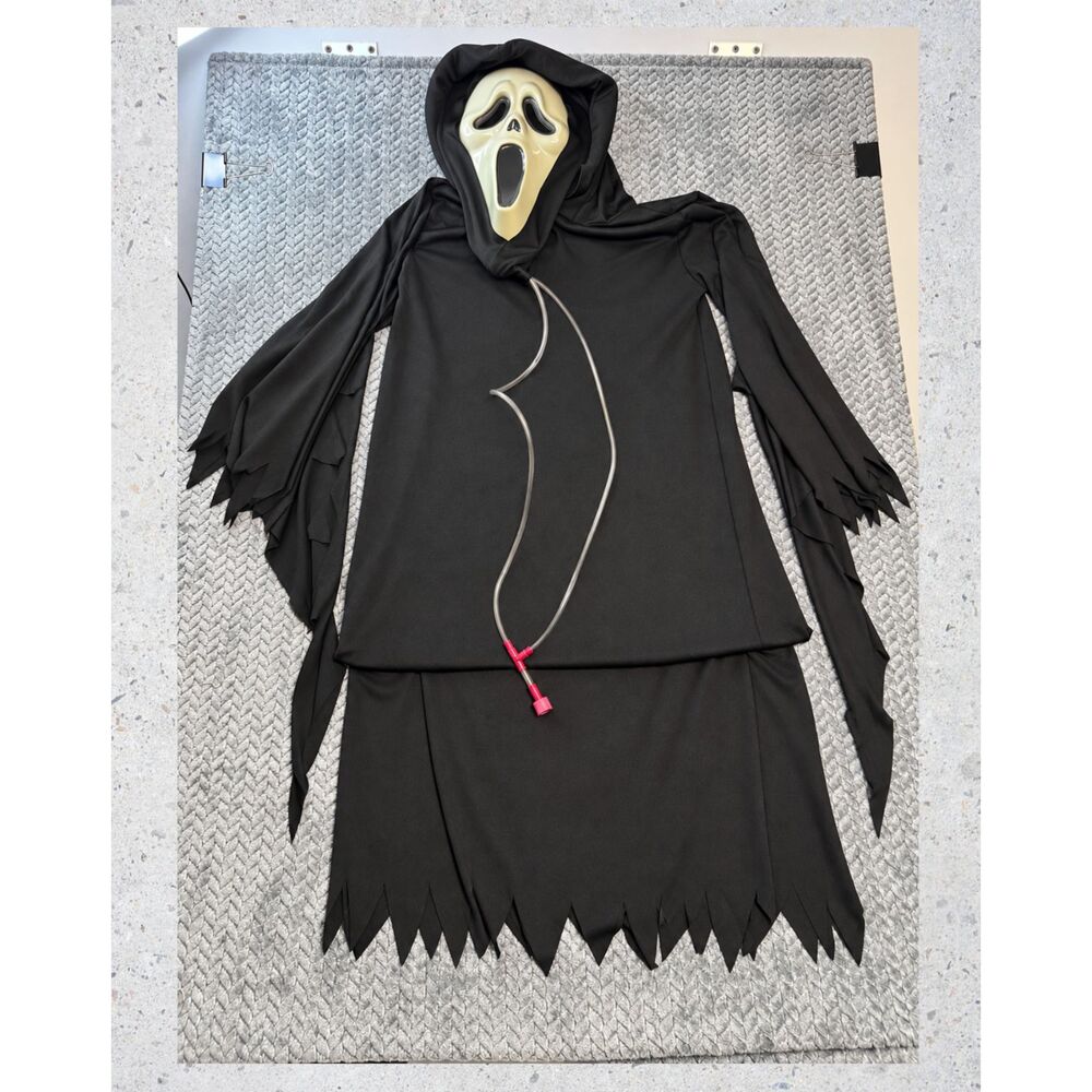 Scream Ghostface Costume Adult Halloween Black Robe Mask Pump